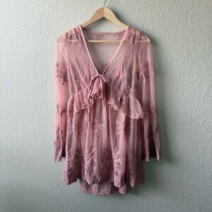 Thirty/Thirty Pink Lace Blouse with Camisole - Soft Blush